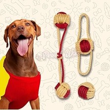 Proud Wave Köpek Oyuncağı Fanatik Üçlü Set Diş Ipi Diş Sağlığı Köpek Topu Sarı Kırmızı Orta Iri Irk