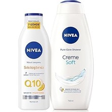 Creme Kremsi Dokunuş Duş Jeli 750ML ve Q10 Sıkılaştırıcı Nemlendrici Vücut Losyonu