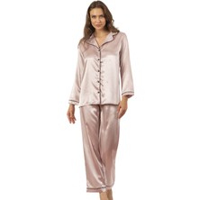 Senselle Lingerie Kadın Saten Uzun Kollu Pijama Takımı – Modern Kesim, Ipeksi Dokulu Premium Set