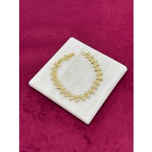 Calista Aksesuar Parlak ve Taşlı Kalp Figürlü Gold Bileklik