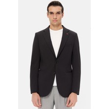 Twn Slim Fit Siyah Armürlü Kumaş Ceket 5EC04TL02474M