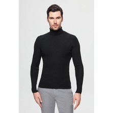 Twn Slim Fit Siyah Rib Örgü Kazak 5EC0606317641