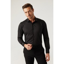 Twn Slim Fit Siyah Düz Gömlek 5EE02EE44288M