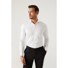 D'S Damat Ds Damat Slim Fit Beyaz Düz Gömlek 5HE02DY05006M