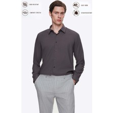 Twn Slim Fit Antrasit Düz Gömlek 5EF02AD10288M