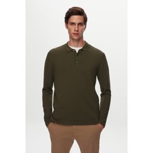 Twn Slim Fit Haki Düz Örgü Kazak 5EF0606379031