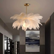 Avize Pazarı Glop Camlı Deve Kuşu Tüylü Sarkıt Avize