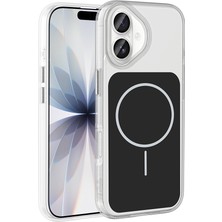 iPhone 17 Kılıf M-Safe Şarj Özellikli Metal Buton Tasarımlı Zore Ikonik Sert Silikon Kapak - Siyah