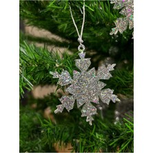 Empressco Simli Kar Tanesi Epoksi Süsler, 6'lı Paket, Gri Renkli, Yılbaşı Dekorasyonu