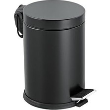 Vinoks Serisi 12 Litre Hacimli Paslanmaz Banyo-Mutfak Pedallı Çöp Kovası Siyah, 12L
