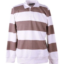 Trender Üç Iplik Baskılı Şardonsuz Yakalı Bej Erkek Sweatshirt 5790