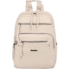 Hüvendo Barcelona Günlük Orta Boy Spor Çok Cepli Kadın Sırt Çantası 1928 Bej