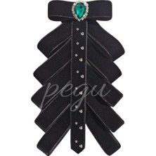 Pegu Zümrüt Damla Taş I Çok Katlı Siyah Kadife El Yapımı Broş