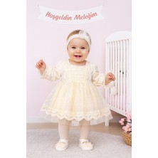 Sitilin Kız Bebek Mevlüt Elbisesi Gelinlik Fransız Dantelli Mevlit Takımı Bebek Mevlütlük Seti STL6838