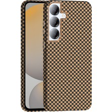 Zore Galaxy S25 Plus Kılıf M-Safe Şarj Özellikli Karbon Fiber Görünümlü Vlmt Gros Kapak - Desert Titanyum