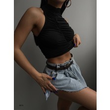 Ess Store Asimetrik Büzgülü Crop Bluz