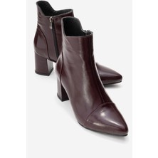 Gael Bordo Rugan Hakiki Deri Kadın Kalın Topuklu Bot