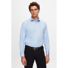 D'S Damat Ds Damat Slim Fit Mavi Düz Gömlek 5HE02SG00139M