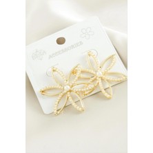 Marsilyan Çiçek Inci Metal Küpe