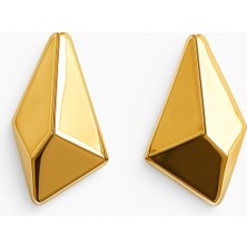 Venüs Design Çelik Meri Küpe Gold Renkli Kadın Kullanıcılar İçin Modern Çivi Modeli