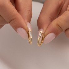 Hakan Mücevherat Kenarı Taşlı 14 Ayar Altın Küpe