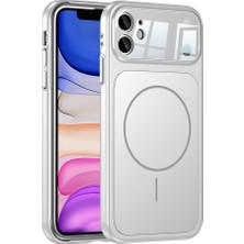 Alan Tech iPhone 11 Kılıf Zore M-Safe Şarj Özellikli Kamera Korumalı Formen Kapak - Gümüş