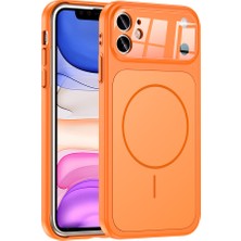 Alan Tech iPhone 11 Kılıf Zore M-Safe Şarj Özellikli Kamera Korumalı Formen Kapak - Turuncu