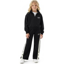 Luna Mia Baby Boston Nakışlı  Yanları Şeritli Yırtmaçlı Paça Detaylı Takım