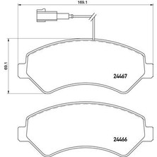 Brembo P61118 Ön Balata Boxer 06> Jumper 06> Ducato 06> 169.1X69.1X19 1673603580-1612433780-77366022