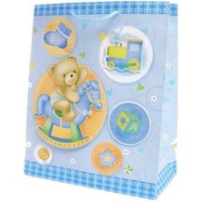 Empressco Renkli Kağıt Çanta, Mavi Ayıcık Desenli, 32X26 Cm, Şık ve Kullanışlı