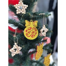 Empressco 3 Adet Kırmızı Keçe ve Ahşap Yıldızlı Yılbaşı Süsleri, Parlak ve Şık Dekorasyon Için Ideal