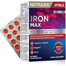 Nutraxin Iron 17 Mg 30 Tablet - Demir, C Vitamini, B6 Vitamini, Folik Asit, B12