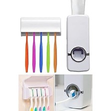 Mobee Diş Macunu Sıkma Makinesi Fırça Tutucu Macun Sıkacağı 5li Fırçalı