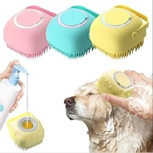Madpet Şampuan Hazneli Kedi Köpek Yıkama Fırçası Sarı – Özellikli Silikon Tüy Temizleme ve Yı