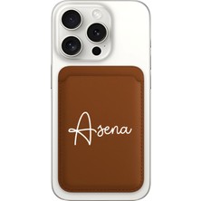 Senada iPhone 11 12 13 14 15 16 17 Pro Max Air Kılıf Magsafe Kartlık Kişiye Özel Isim Yazılı Kahve - Clara