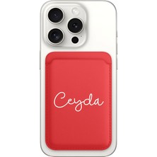 Senada iPhone 11 12 13 14 15 16 17 Pro Max Air Kılıf Magsafe Kartlık Kişiye Özel Isim Yazılı Kırmızı - Donuts