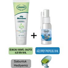 Ersağ Diş Macunu (Karanfil,okaliptüs,aloe VERA)100ML - Ağız Spreyi Propolisli 30 ml + Sabunluk Hediyemiz 481-15