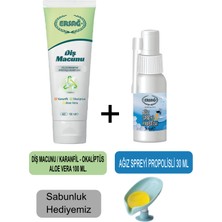 Ersağ Ersag Diş Macunu (Karanfil,okaliptüs,aloe VERA)100ML - Ağız Spreyi Propolisli 30 ml + Sabunluk Hediyemiz 481-12