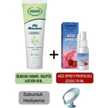 Ersağ Ersag Diş Macunu (Karanfil,okaliptüs,aloe VERA)100ML - Ağız Spreyi Propolisli-Çilekli 30 ml + Sabunluk Hediyemiz 481-22