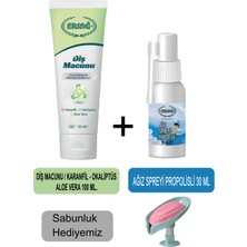 Ersağ Diş Macunu (Karanfil,okaliptüs,aloe VERA)100ML - Ağız Spreyi Propolisli 30 ml + Sabunluk Hediyemiz 481-13
