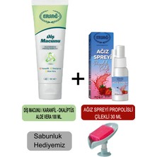 Ersağ Ersag Diş Macunu (Karanfil,okaliptüs,aloe VERA)100ML - Ağız Spreyi Propolisli-Çilekli 30 ml + Sabunluk Hediyemiz 481-18