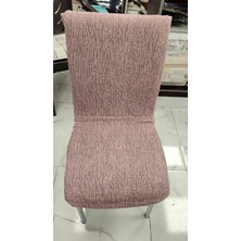 Mandaş Tekstil Mandaş 6lı Set Jakarlı Lastikli Eteksiz Sandalye Kılıfı-Ağaç Kabuğu Desen Pudra