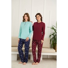 Nightlove Kadın Uzun Kollu Büyük Beden Pijama Takımı