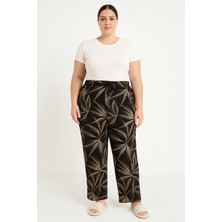 Made By Me Yumuşak Büyük Beden Yüksek Bel Palm Desenli Viskon Pijama Altı