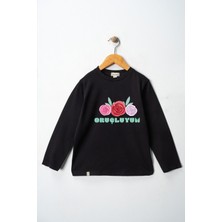 Dekim Moda Kız Çocuk Uzun Kollu Bisiklet Yaka "oruçluyum" Baskılı Tişört Mevsimlik Pamuklu