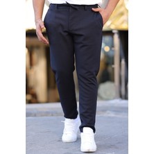 Mencod Slimfit Beli Lastikli - Ipli -Esnek Lacivert Jogger Pantolon
