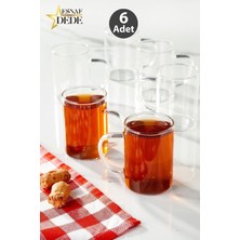 Empressco Ince Borosilikat Cam Kupa Seti, 6 Adet, Isıya ve Ateşe Dayanıklı, Kulplu Fincanlar