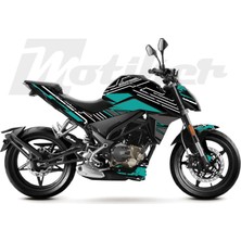 Motiker Cfmoto 250NK K'night Model Parçalı Motosiklet Kaplama Sticker Etiket Modeli Turkuaz Gri Beyaz