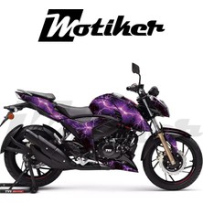 Motiker Apache Rtr 200 Kaplama Sticker Etiket Modeli Lightning Desen Mor