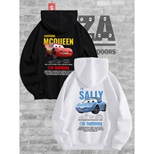 Joza Outdoors Kadın Erkek Mcqueen Sally Sırt Baskılı Sevgili Çift Kombini Tasarım Kapüşonlu Sweatshirt 2li Takım